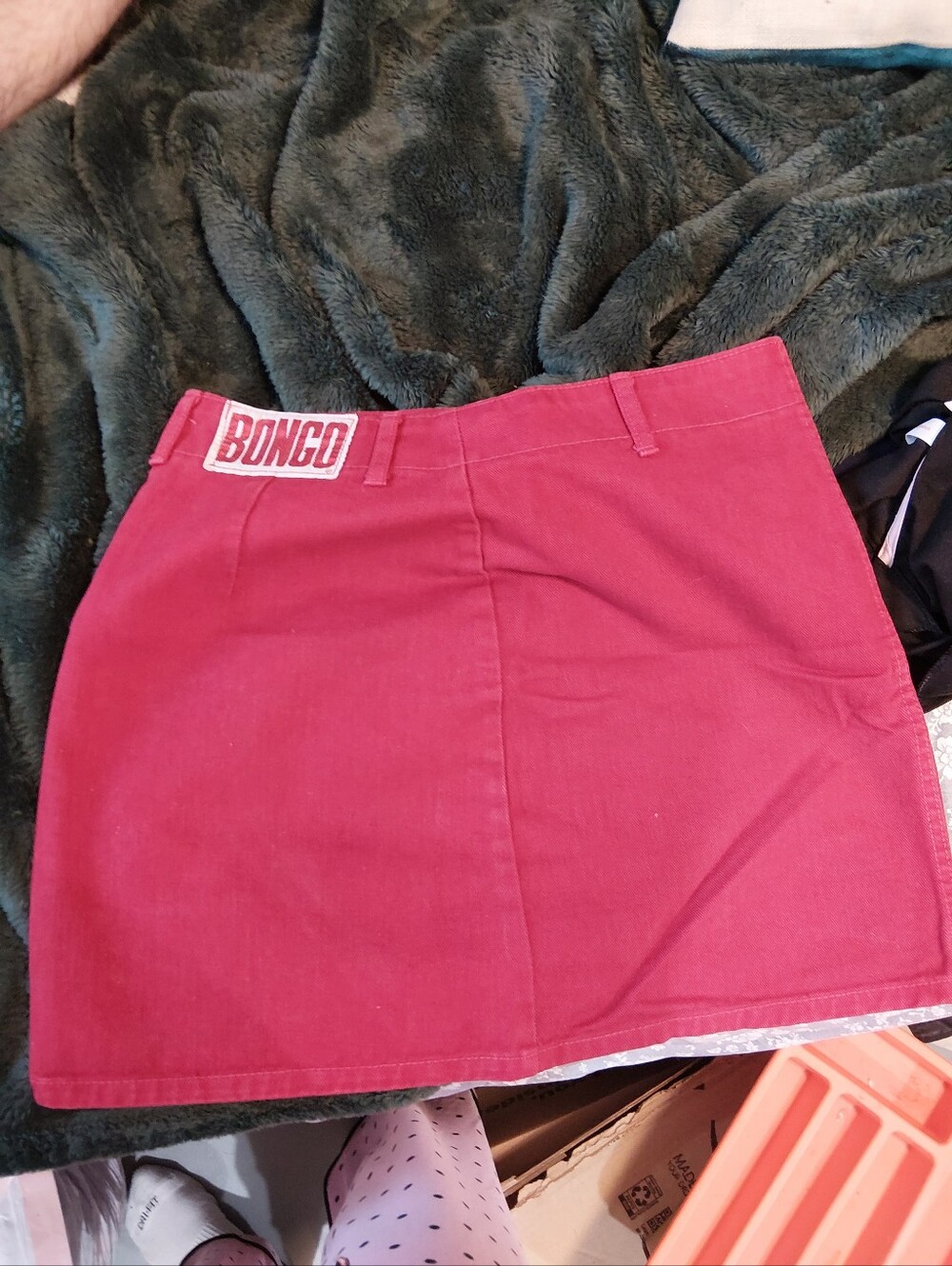 Bongo Red Jean Mini skirt